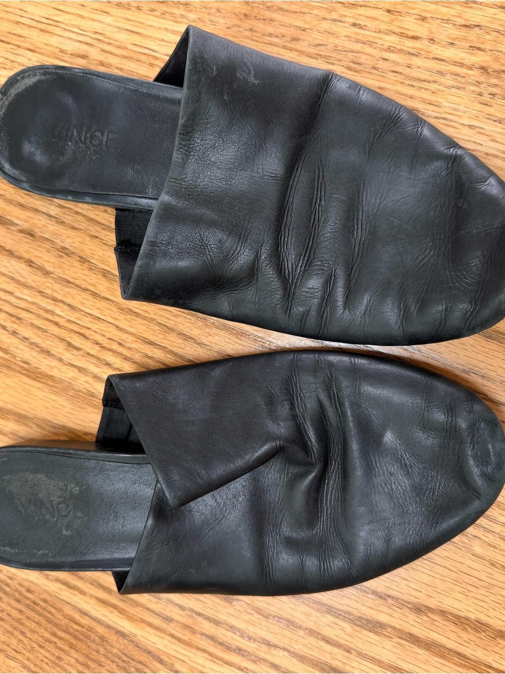 Vince Black Leather Slip-On Flats